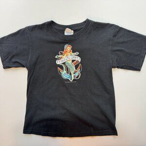 Original Black Women's Flogging Molly Mermaid Anchor T-shirt 2004 sz M